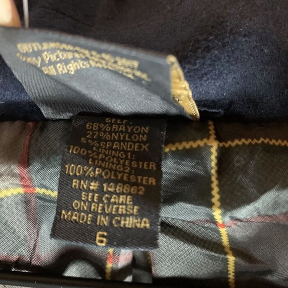 Outlander Swing‎ Coat Women's 6X Navy Blue Rayon Stretch Double Breasted 7424 - Picture 7 of 13